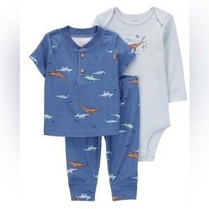 Carter's Child of Mine Blue Dino Baby Boy 3 Pc Outfit